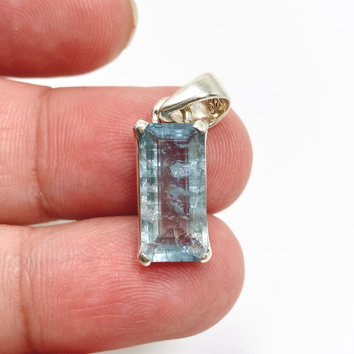 Aquamarine Rectangular Faceted Pendant PPGJ969