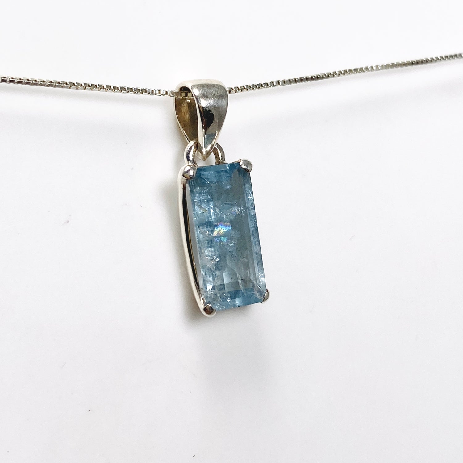 Aquamarine Rectangular Faceted Pendant PPGJ969