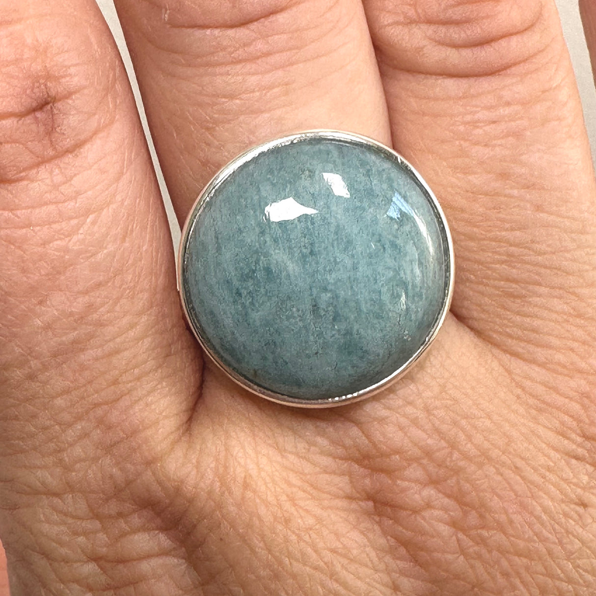 Aquamarine (India) Round Cabochon Ring Size 12 PRGJ820