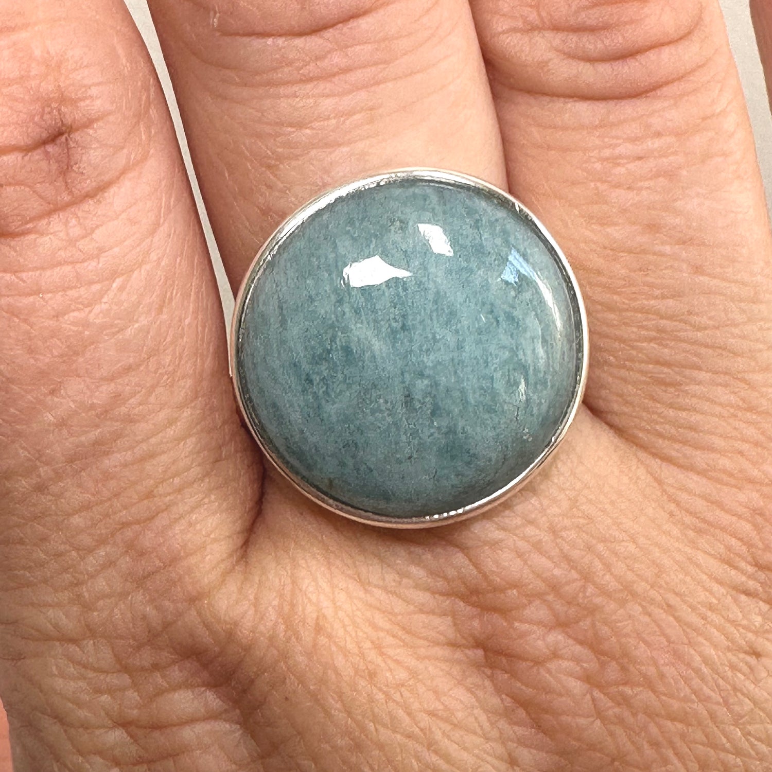 Aquamarine (India) Round Cabochon Ring Size 12 PRGJ820
