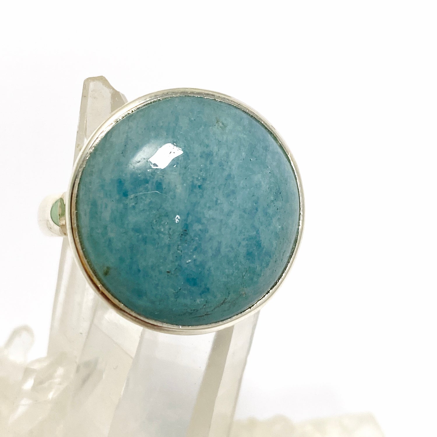 Aquamarine (India) Round Cabochon Ring Size 12 PRGJ820