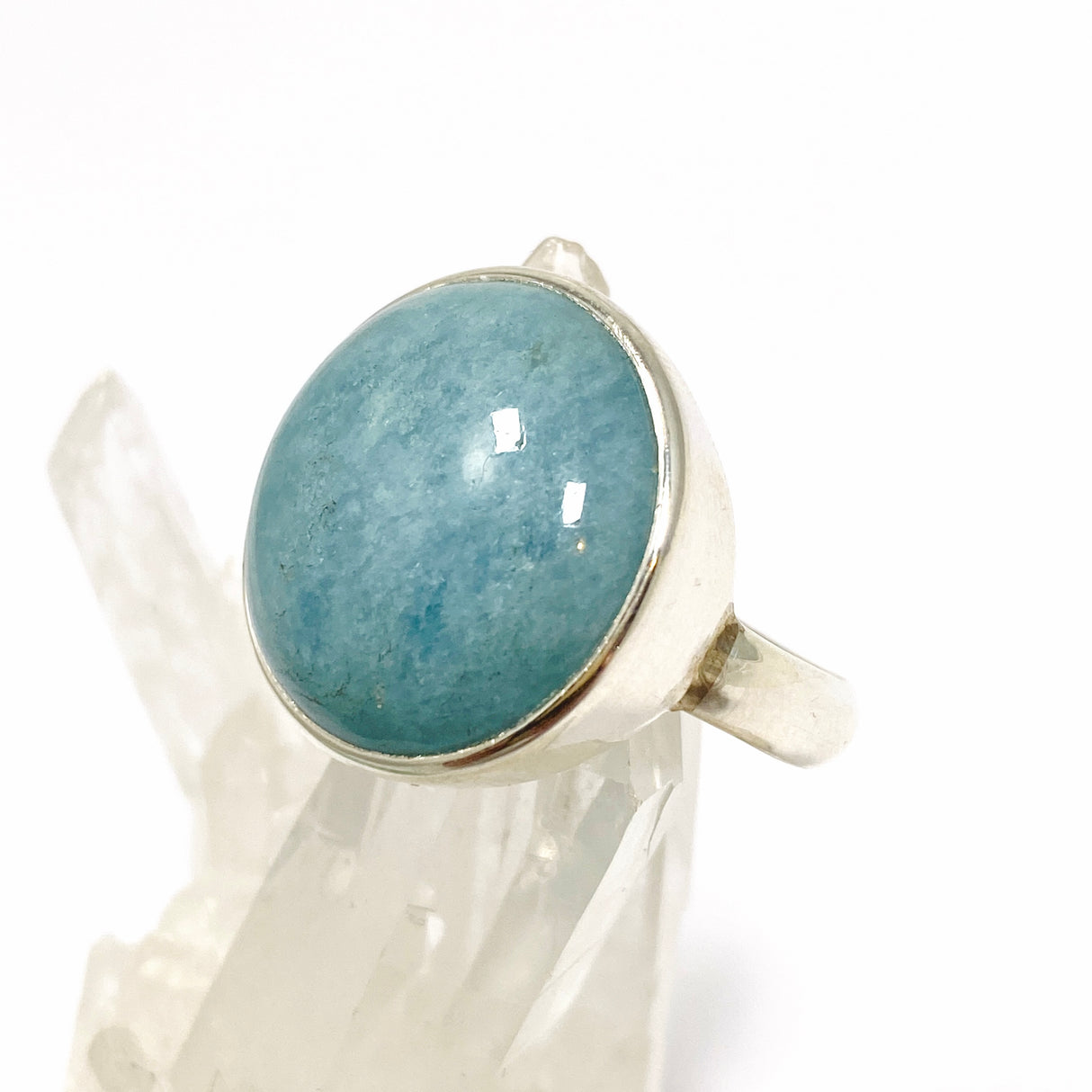 Aquamarine (India) Round Cabochon Ring Size 12 PRGJ820