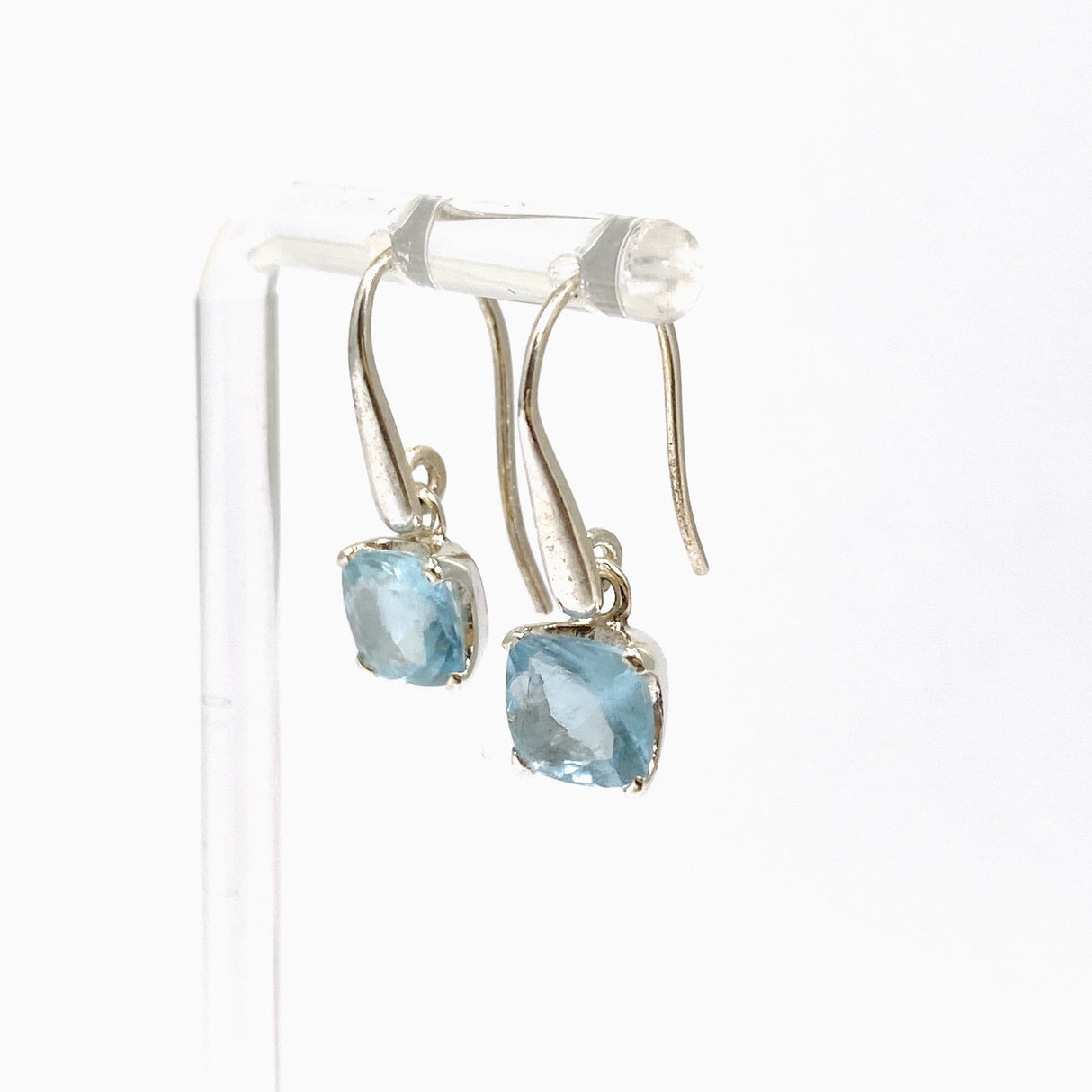 Aquamarine Square Faceted Earrings PEGJ351