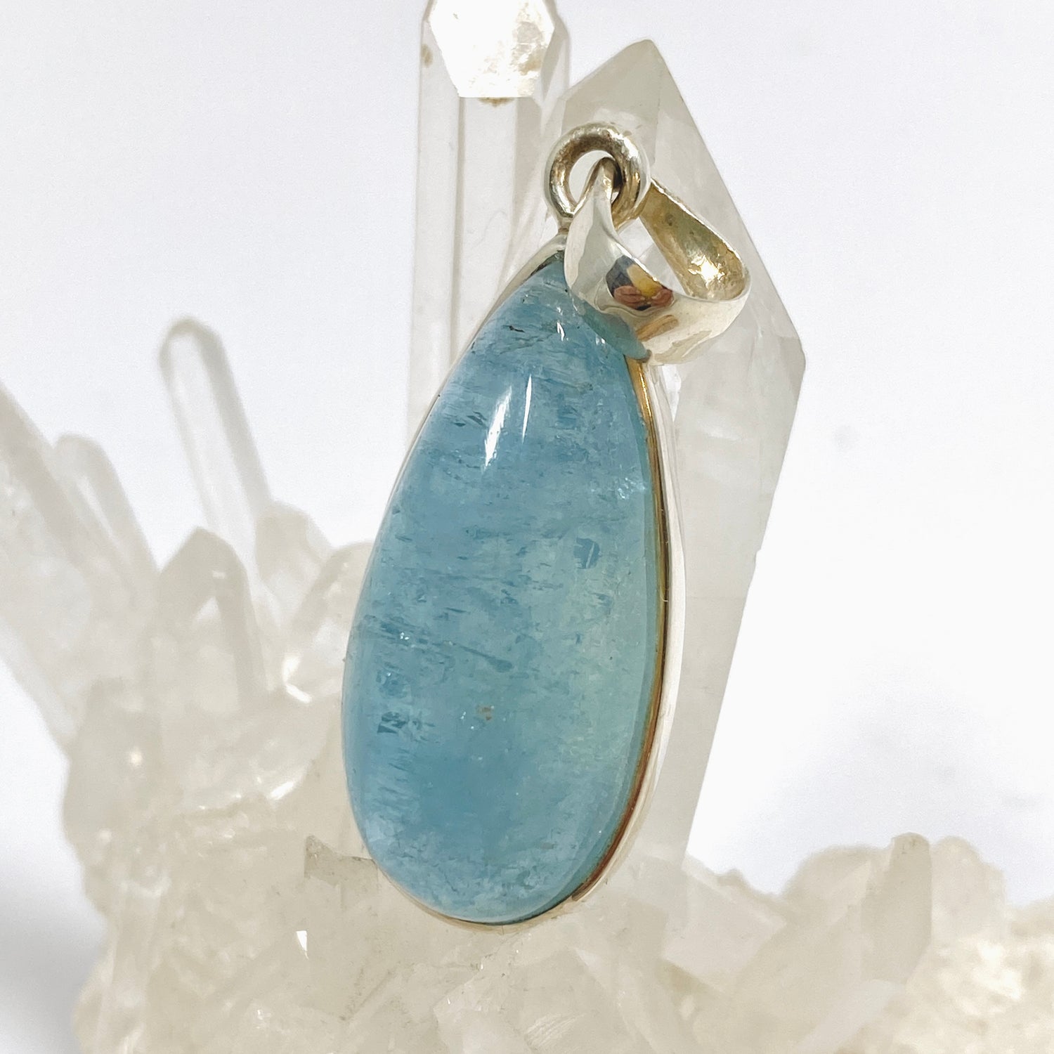 Aquamarine Teardrop Cabochon Pendant PPGJ1120
