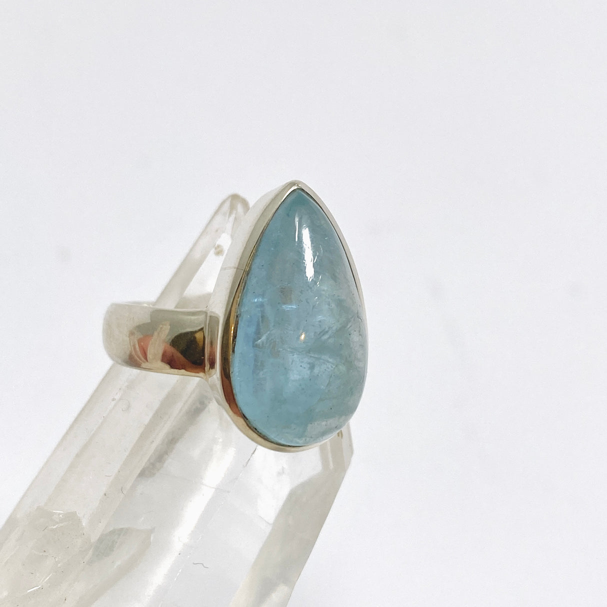 Aquamarine Teardrop Cabochon Ring Size 8 PRGJ938