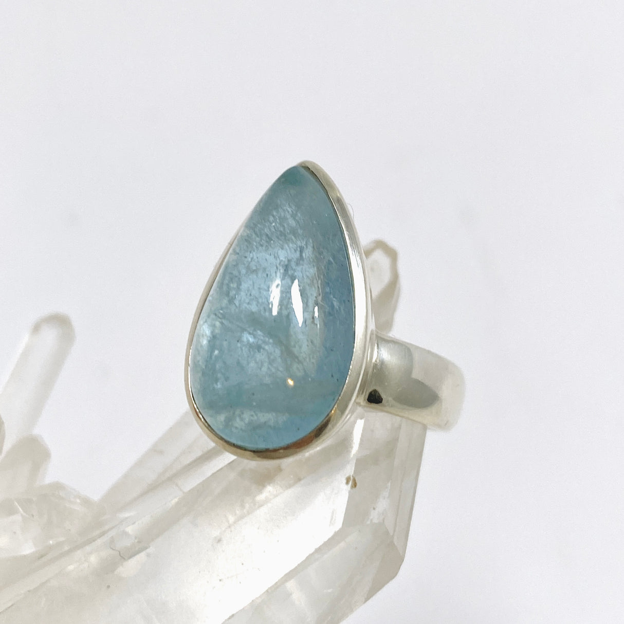 Aquamarine Teardrop Cabochon Ring Size 8 PRGJ938