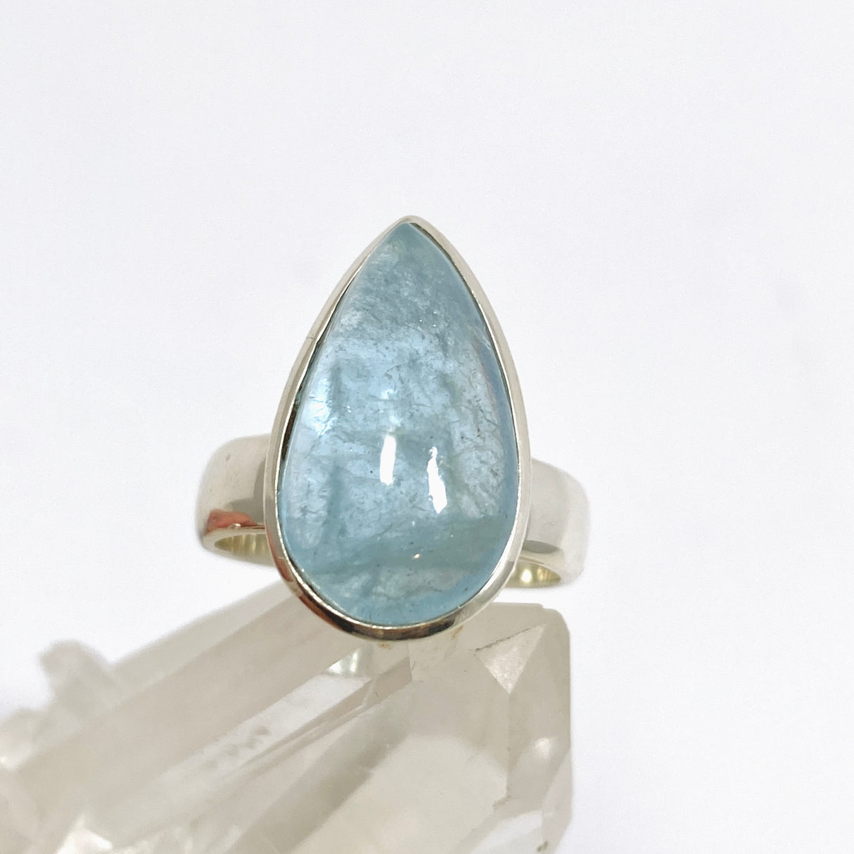 Aquamarine Teardrop Cabochon Ring Size 8 PRGJ938