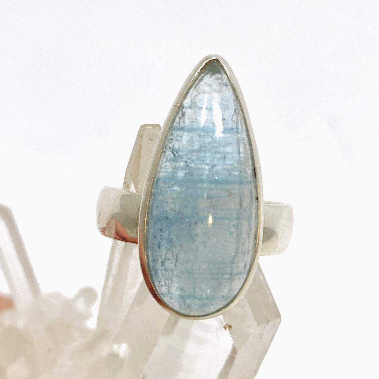 Aquamarine Teardrop Cabochon Ring Size 9 PRGJ939
