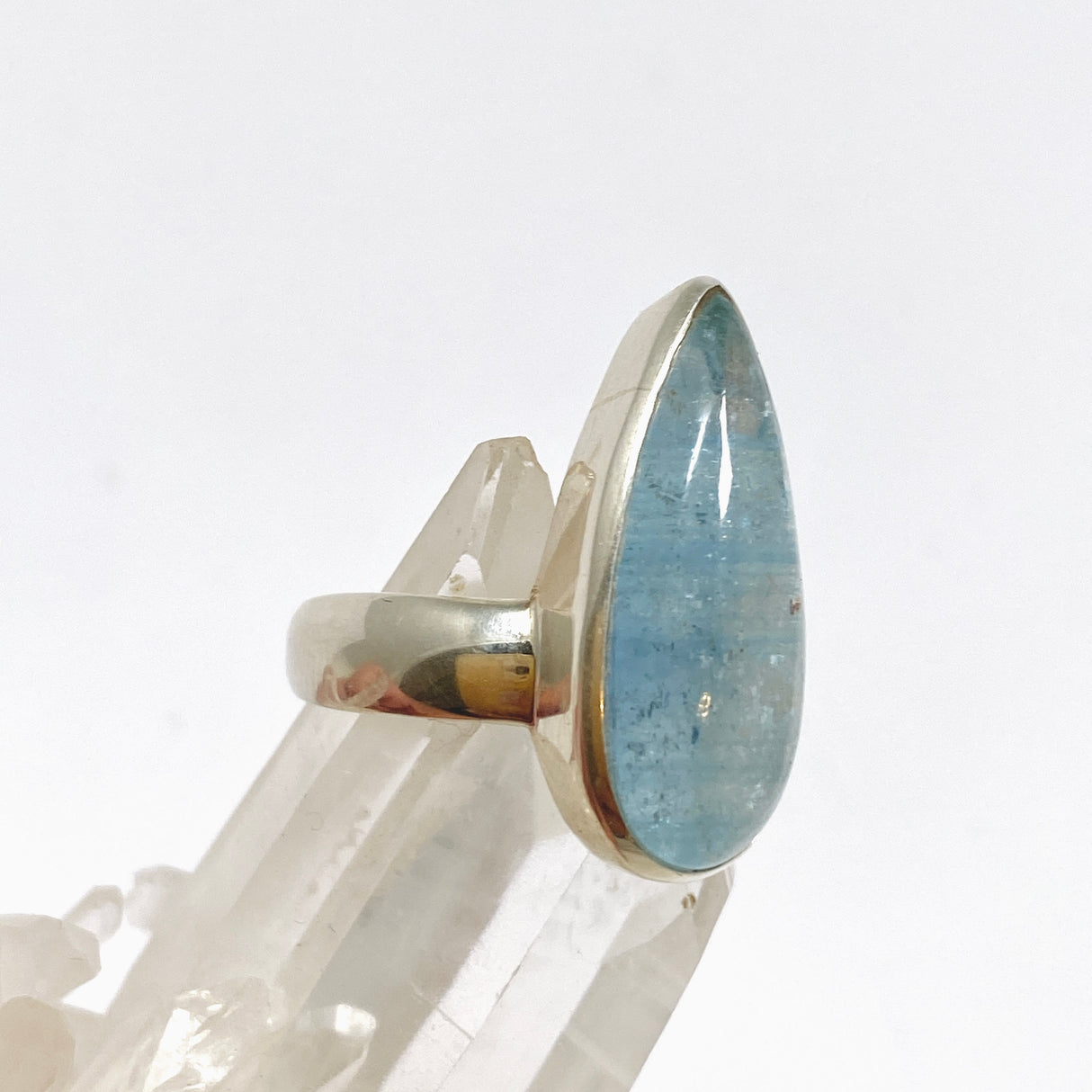Aquamarine Teardrop Cabochon Ring Size 9 PRGJ939
