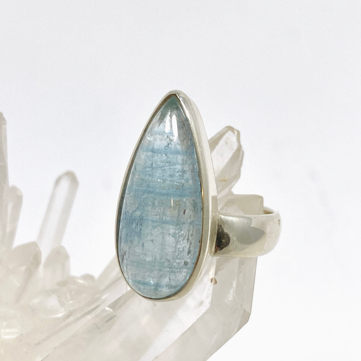 Aquamarine Teardrop Cabochon Ring Size 9 PRGJ939
