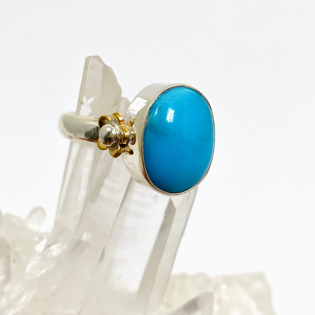 Arizona Turquoise Oval Cabochon Ring with Brass Accents Size 8 KRGJ3401