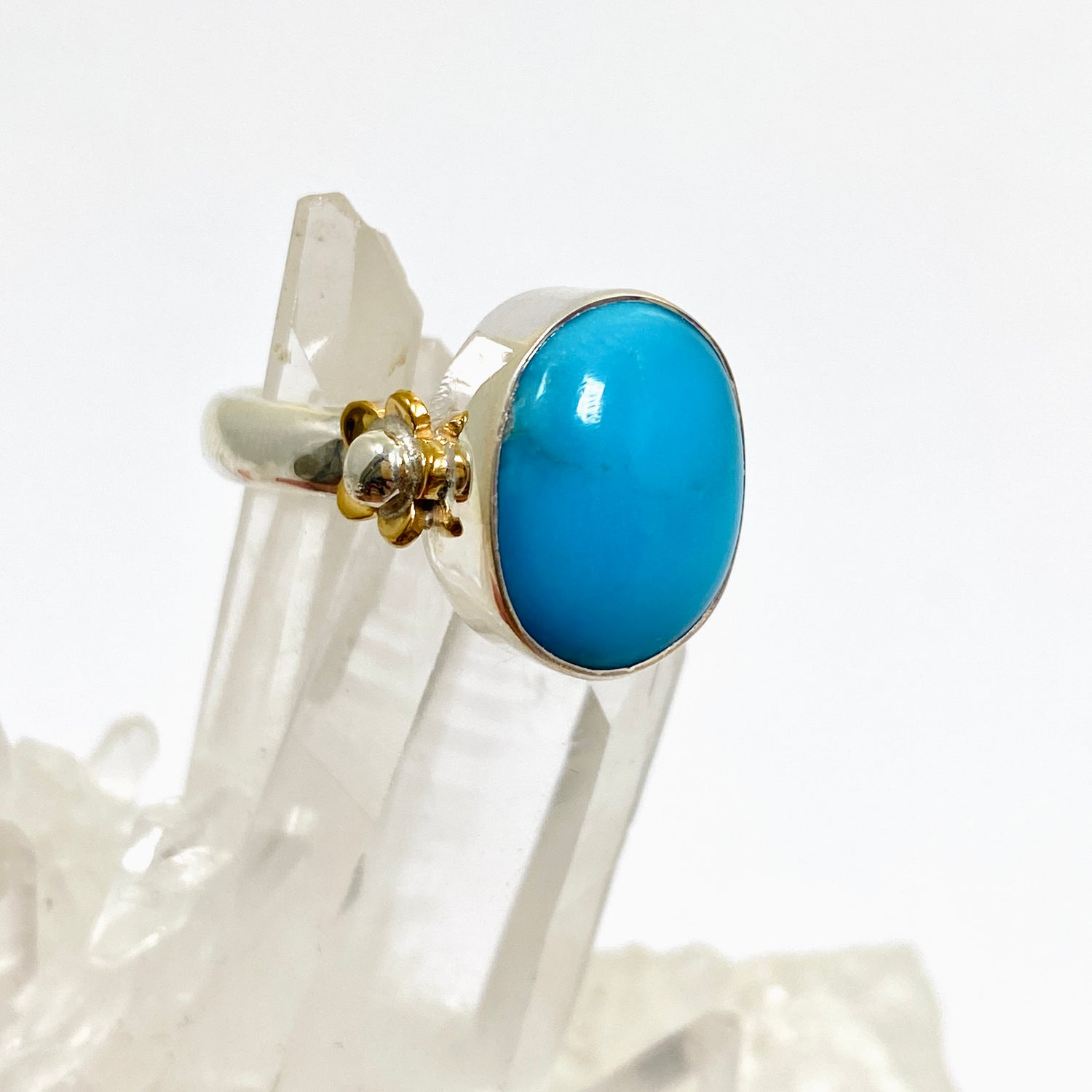 Arizona Turquoise Oval Cabochon Ring with Brass Accents Size 8 KRGJ3401