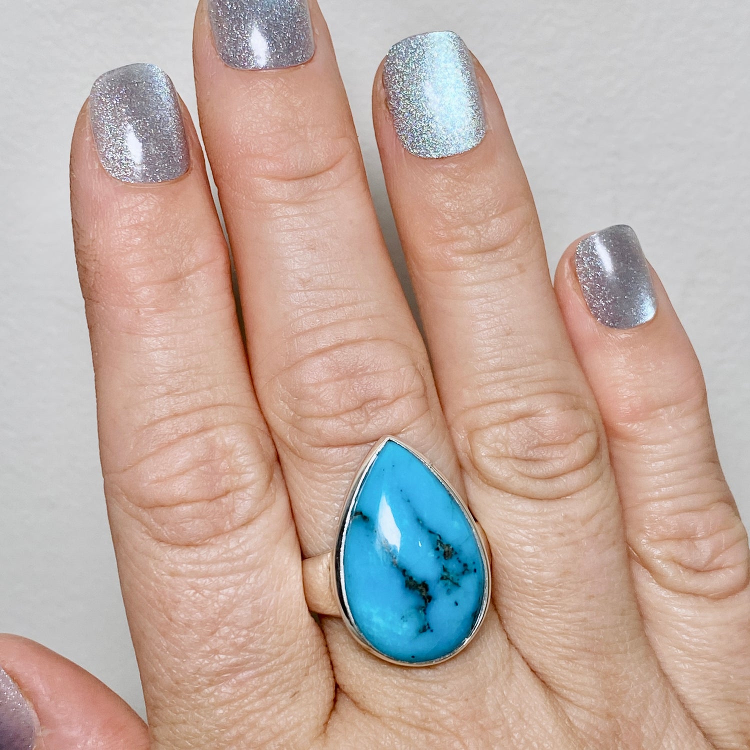 Arizona Turquoise Teardrop Cabochon Ring Size 10 PRGJ881