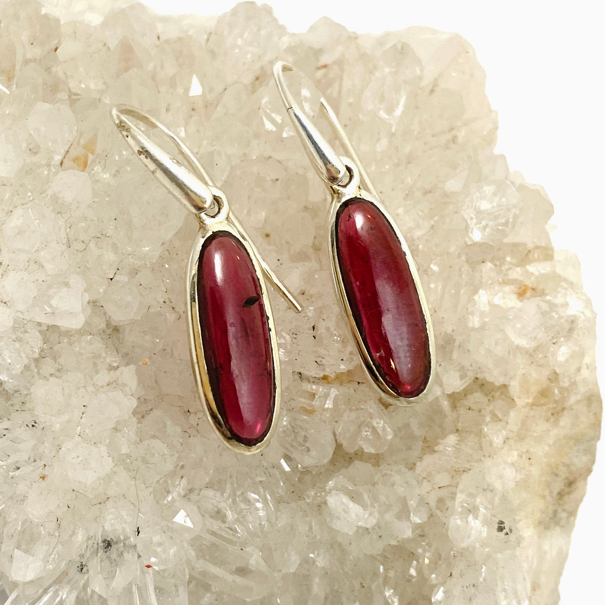 Garnet Oval Cabochon Earrings PEGJ204