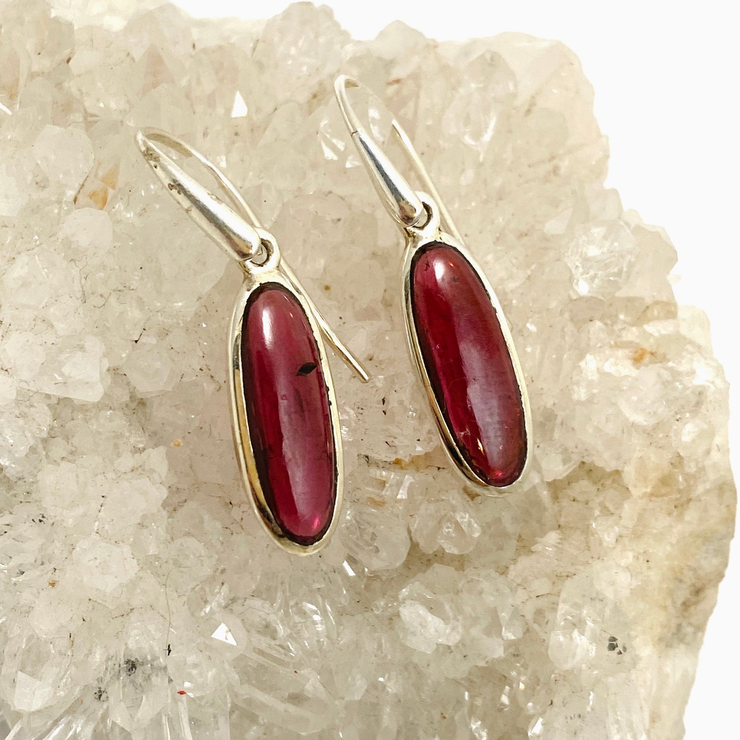 Garnet Oval Cabochon Earrings PEGJ204