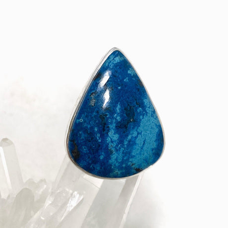 Azurite and Shattuckite Teardrop Ring with a Hammered Band Size 7 KRGJ3219 - Nature's Magick