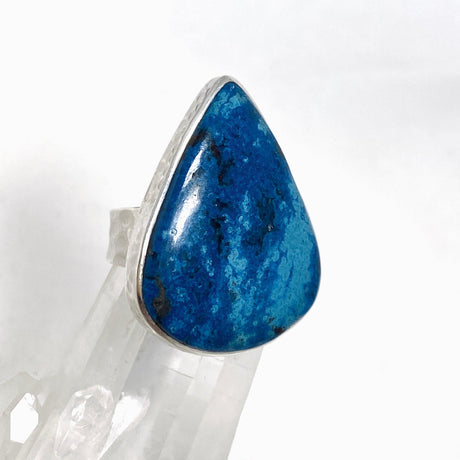 Azurite and Shattuckite Teardrop Ring with a Hammered Band Size 7 KRGJ3219 - Nature's Magick