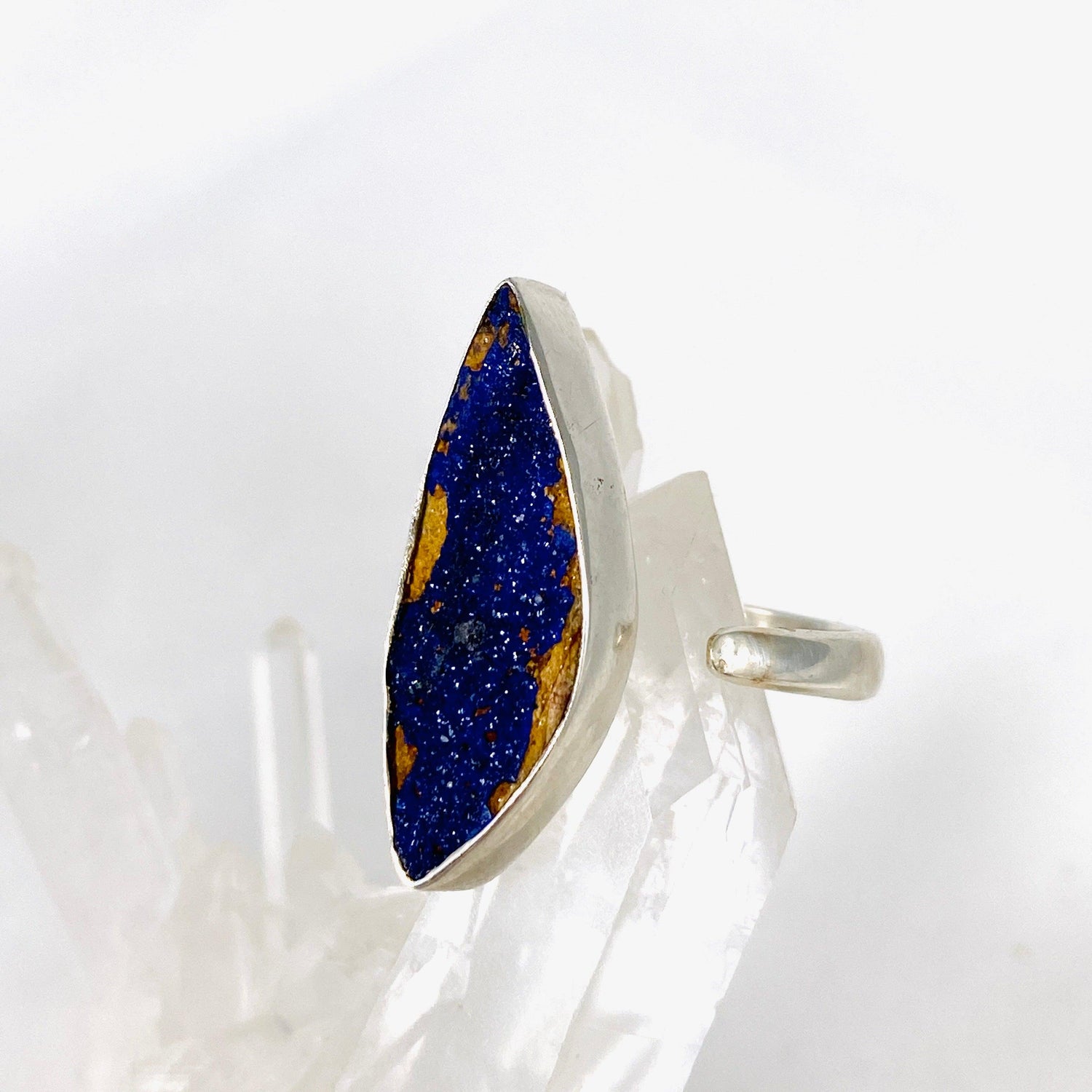Azurite druzy freefrom ring s.8/Adj SSGJ47 - Nature's Magick
