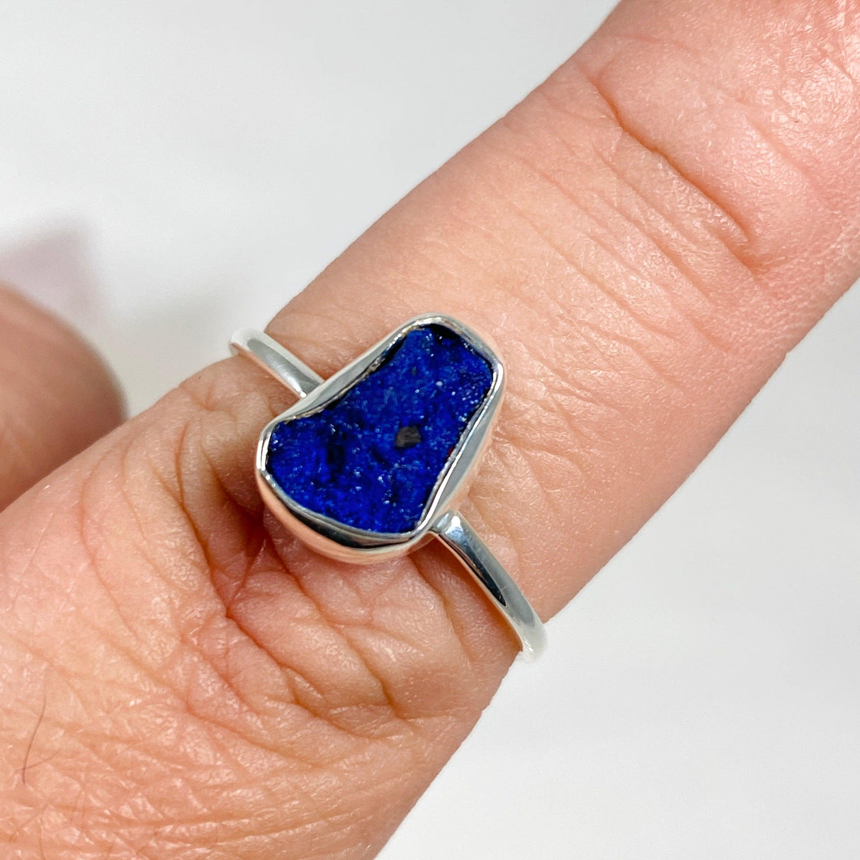 Azurite Raw Crystal Fine Band Ring R3701-AZ - Nature's Magick