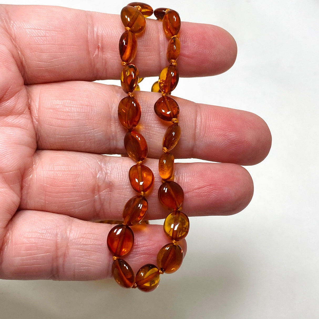 Baltic Amber cognac oval beaded necklace AMB276 - Nature's Magick