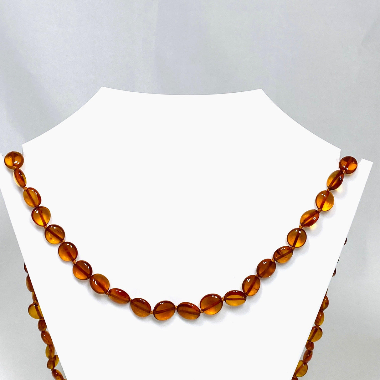 Baltic Amber cognac oval beaded necklace AMB276 - Nature's Magick