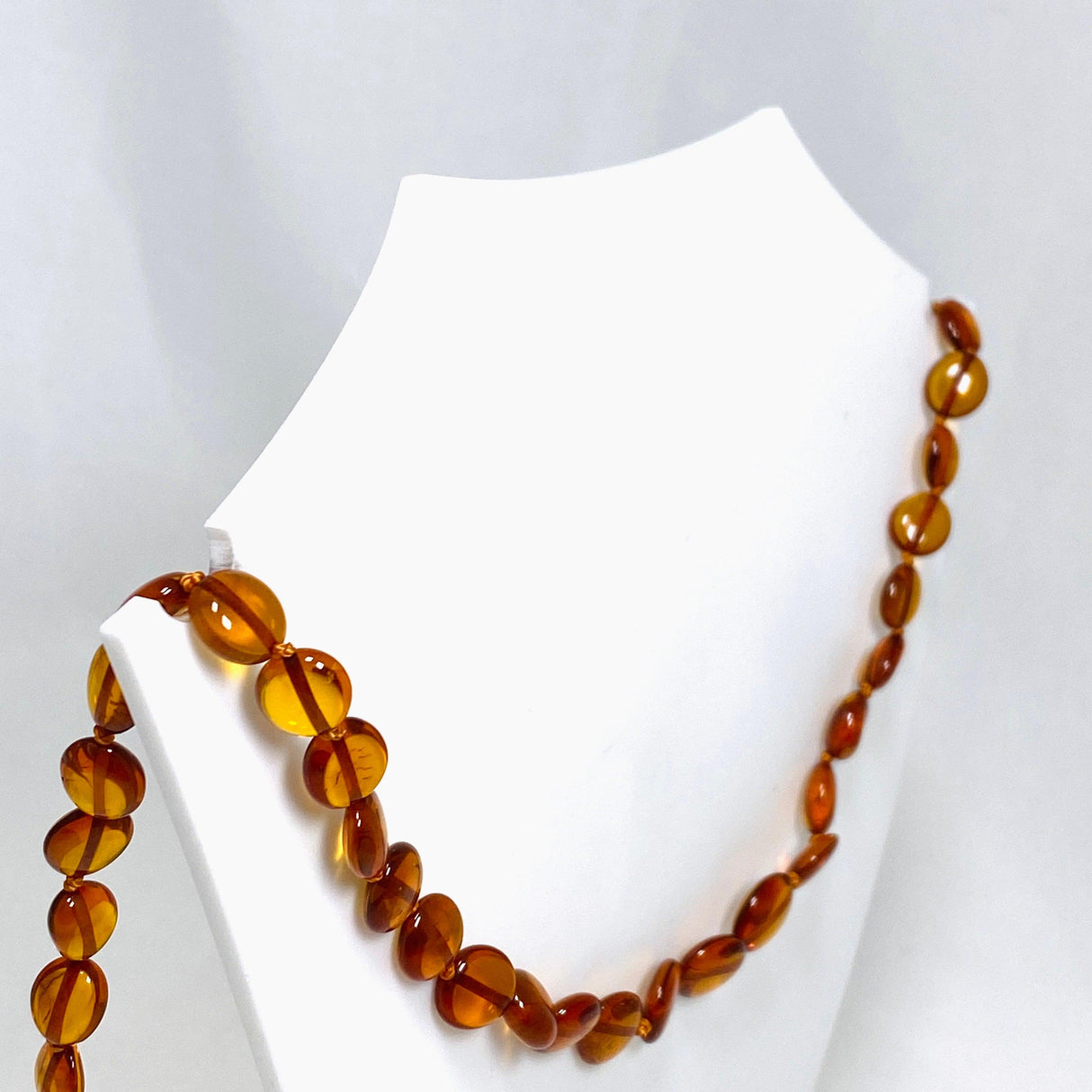 Baltic Amber cognac oval beaded necklace AMB276 - Nature's Magick