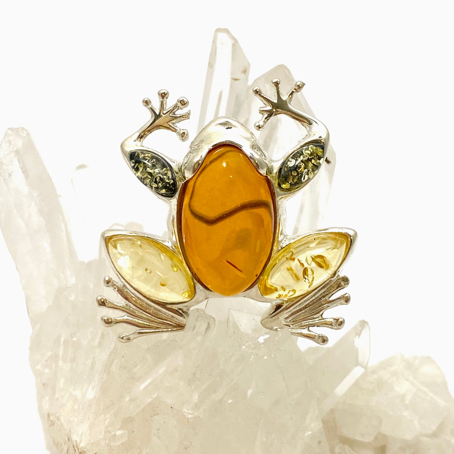 Baltic Amber Frog Brooch AMB286