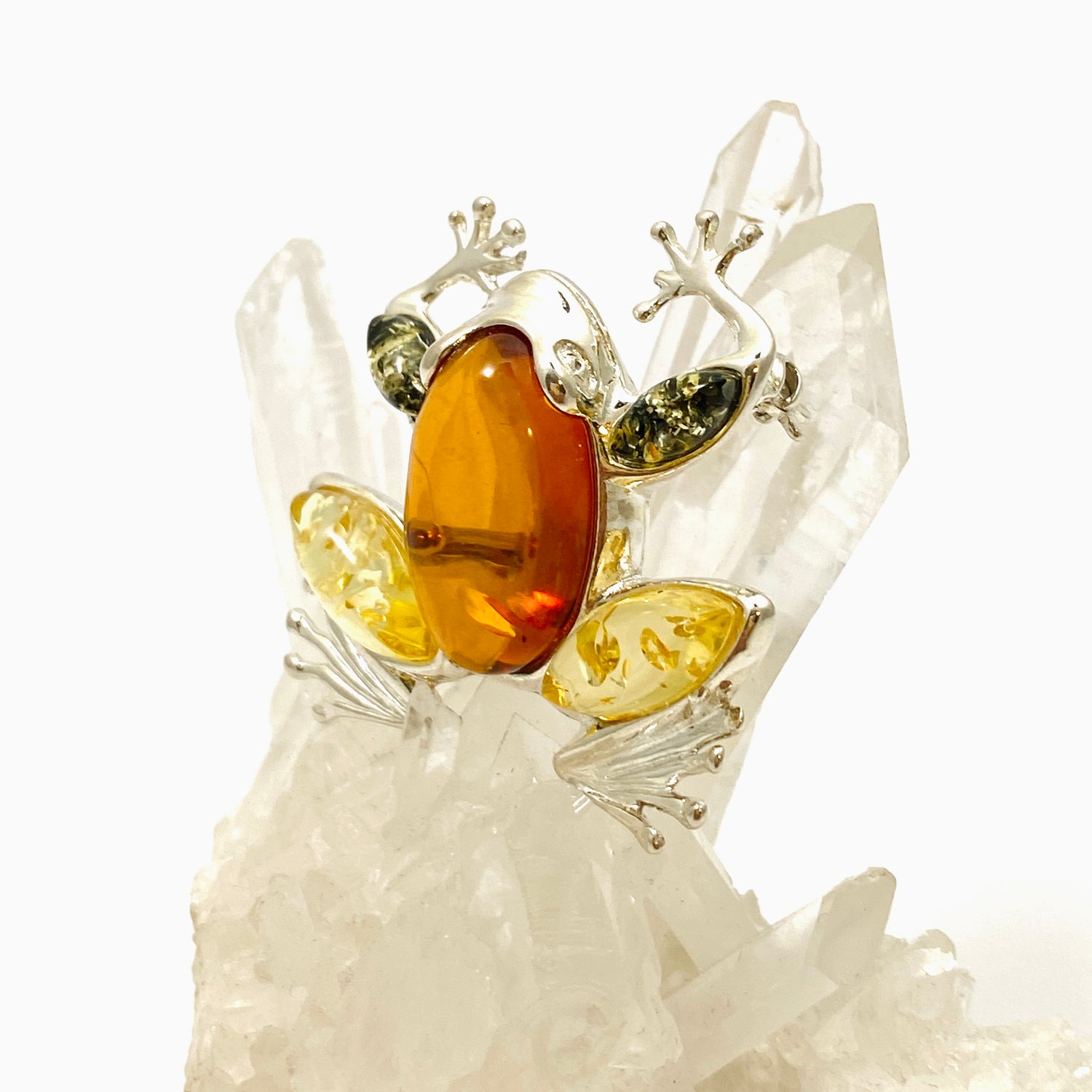 Baltic Amber Frog Brooch AMB286
