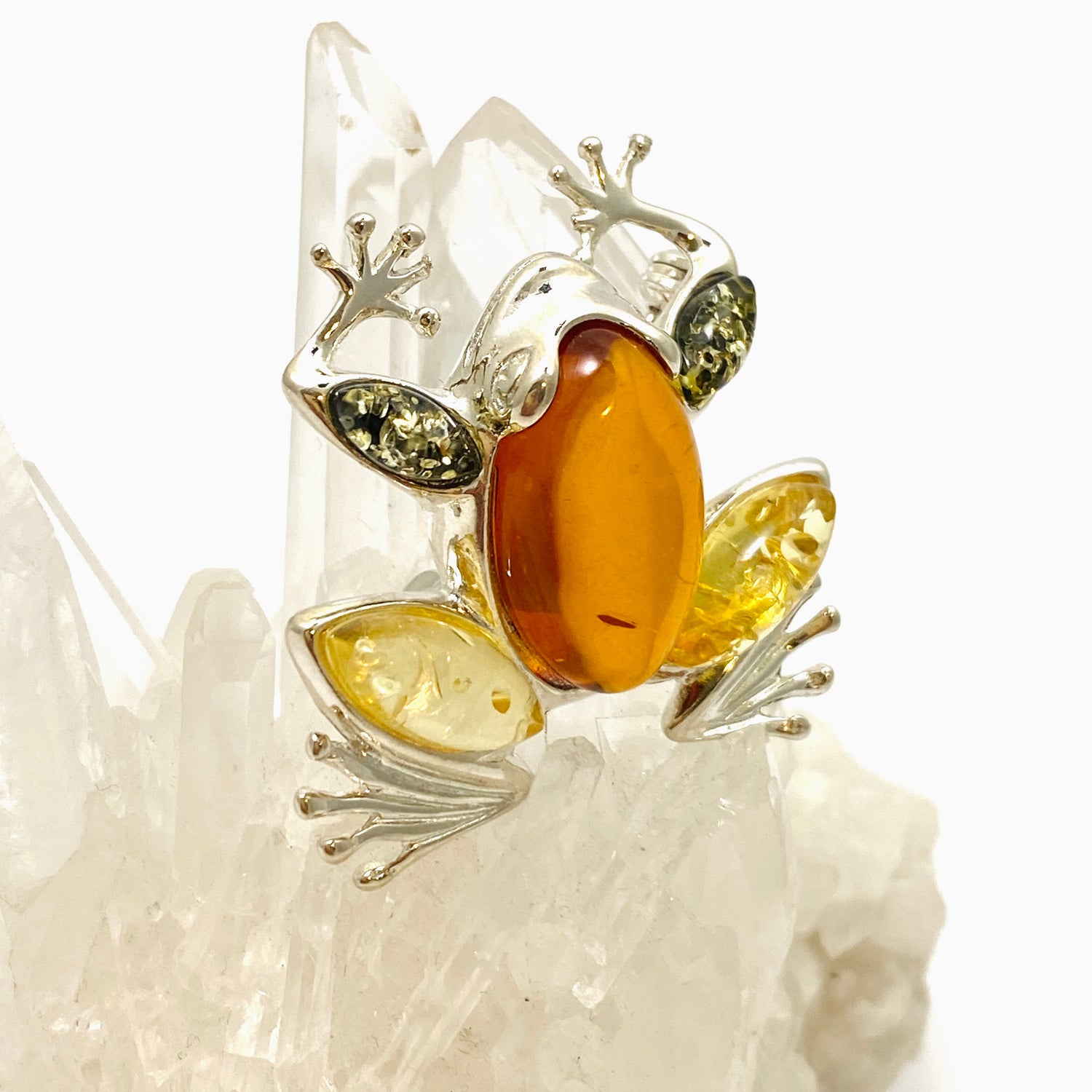 Baltic Amber Frog Brooch AMB286
