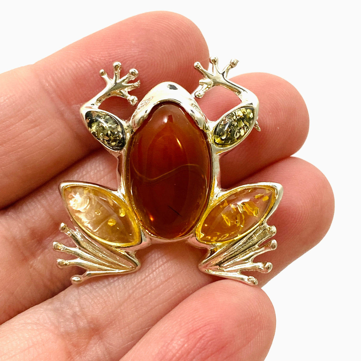 Baltic Amber Frog Brooch AMB286