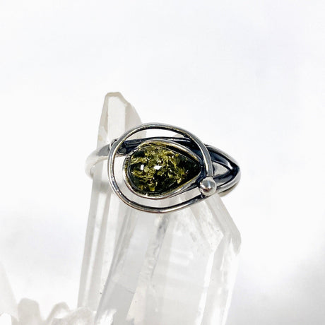 Baltic Amber green drop ring AMB169 - Nature's Magick