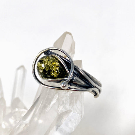 Baltic Amber green drop ring AMB169 - Nature's Magick