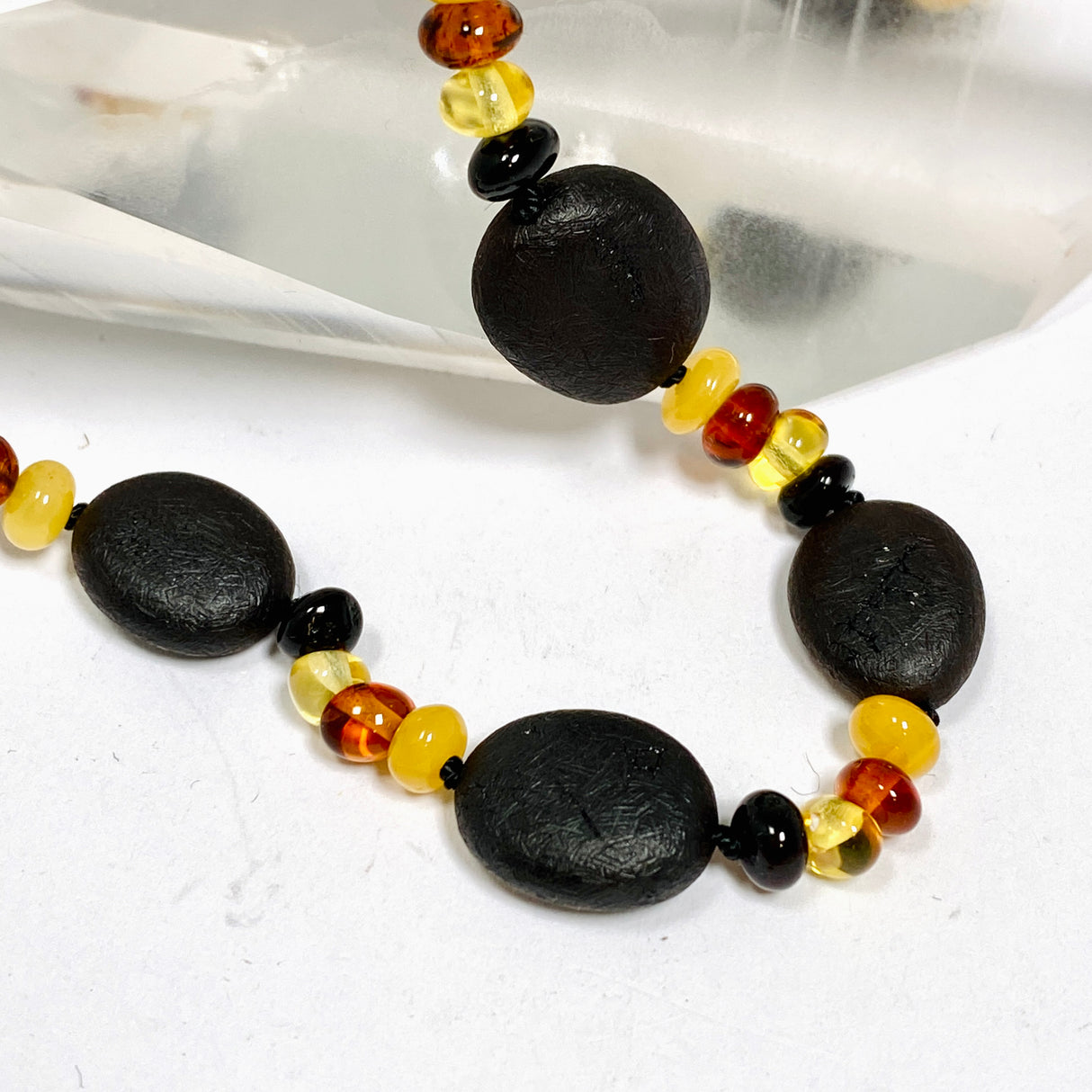 Baltic Amber Multi-coloured Beaded Necklace 50cm AMB337