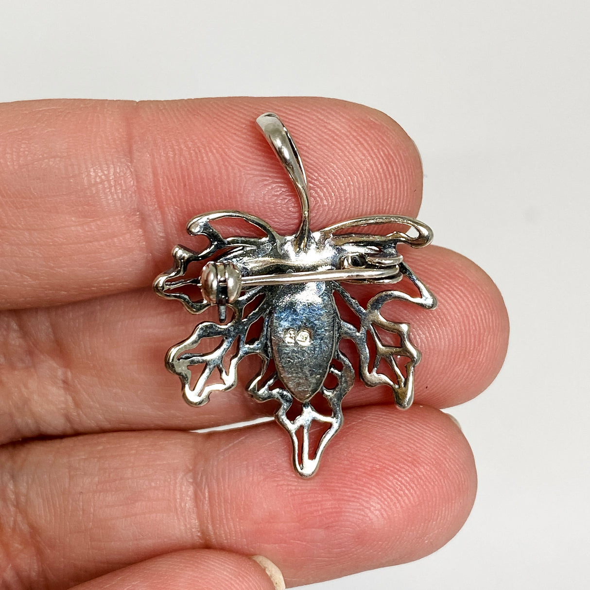 Baltic Amber Multi-coloured Leaf Brooch/Pendant AMB365