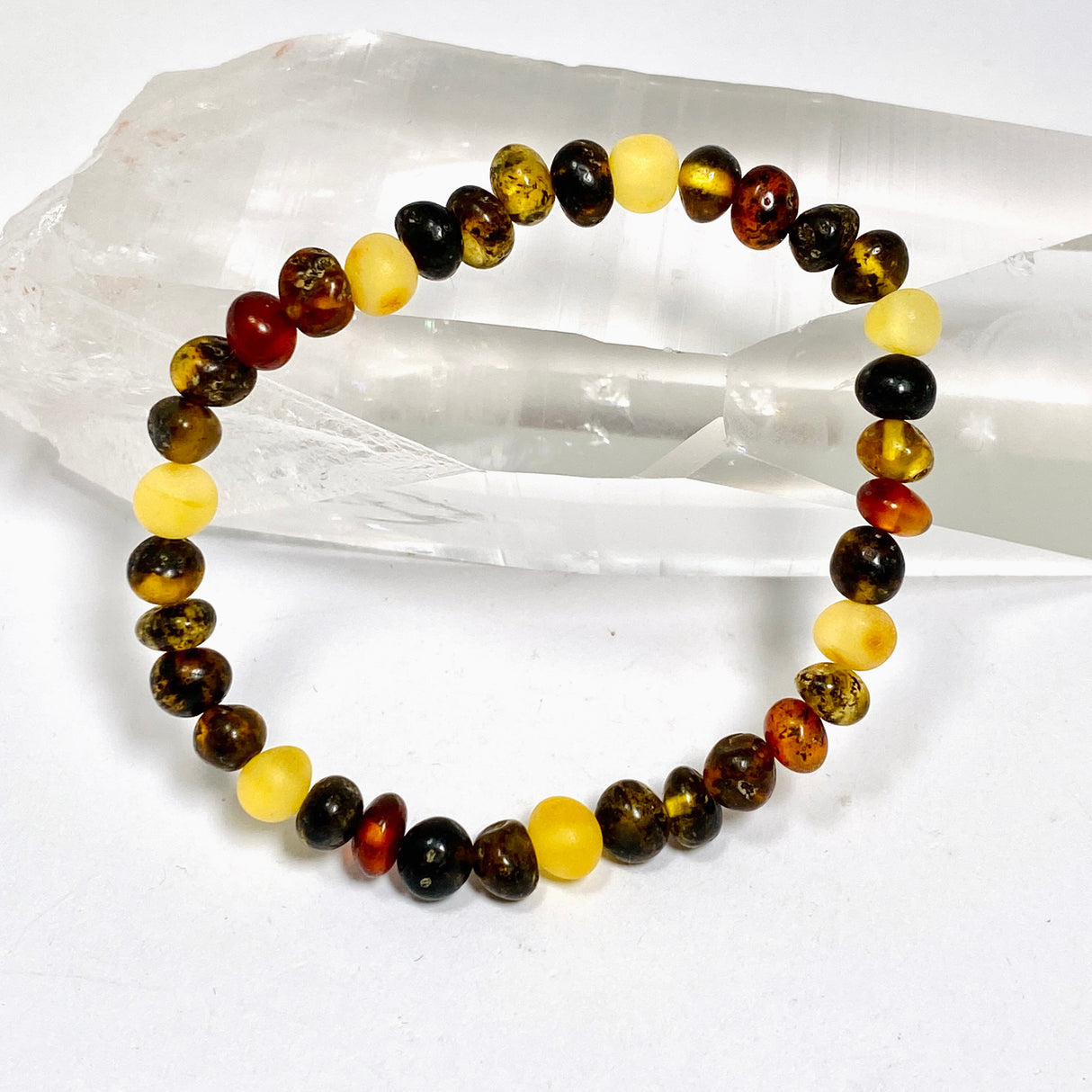 Baltic Amber Multi-coloured Nugget Beaded Bracelet AMB334