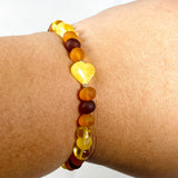Baltic Amber multi stone 4mm beaded bracelet with heart AMB189 - Nature's Magick