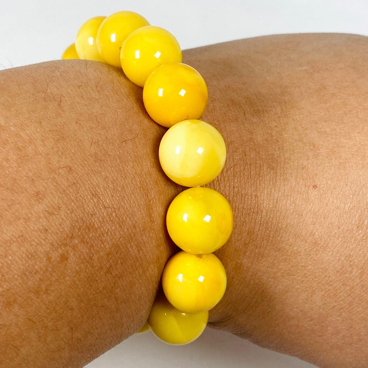 Baltic Butter Amber round beaded 12mm bracelet AMB243 - Nature's Magick
