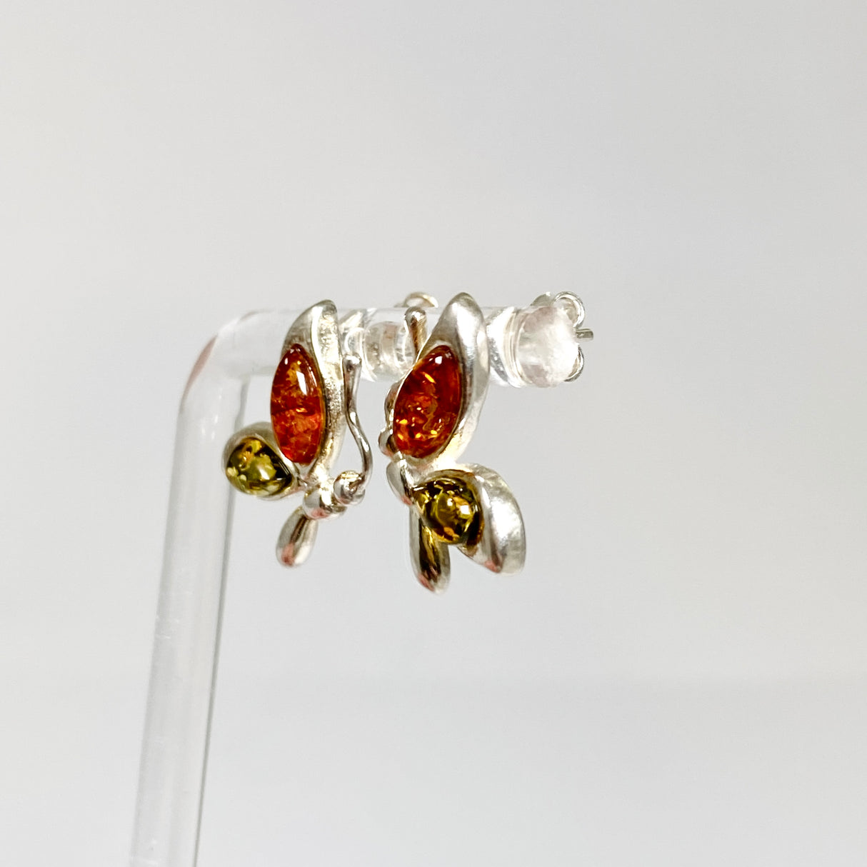 Baltic Amber Butterfly Multi-stone Stud Earrings AMB316