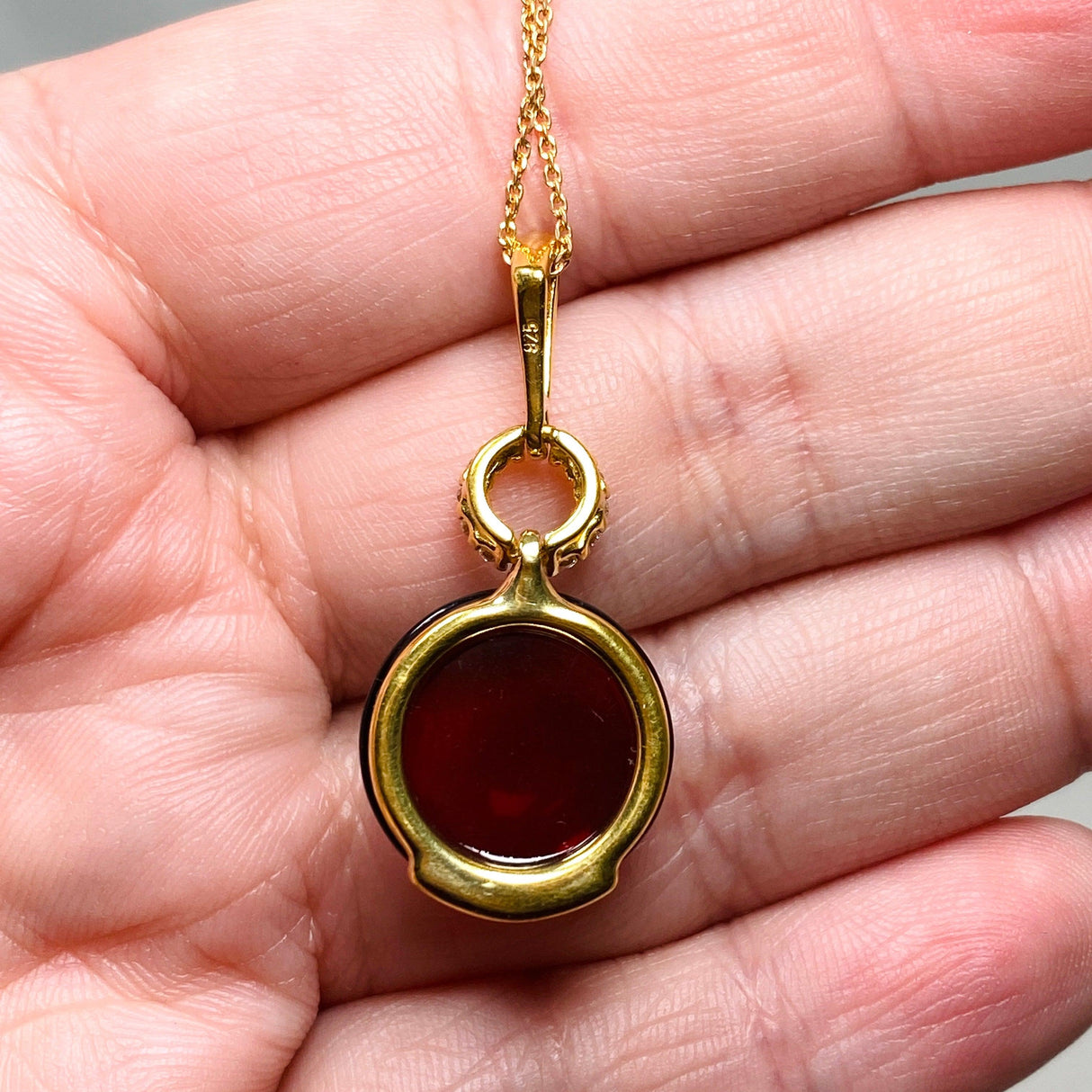 Baltic Cherry Amber Gold Plated Necklace AMB280 - Nature's Magick