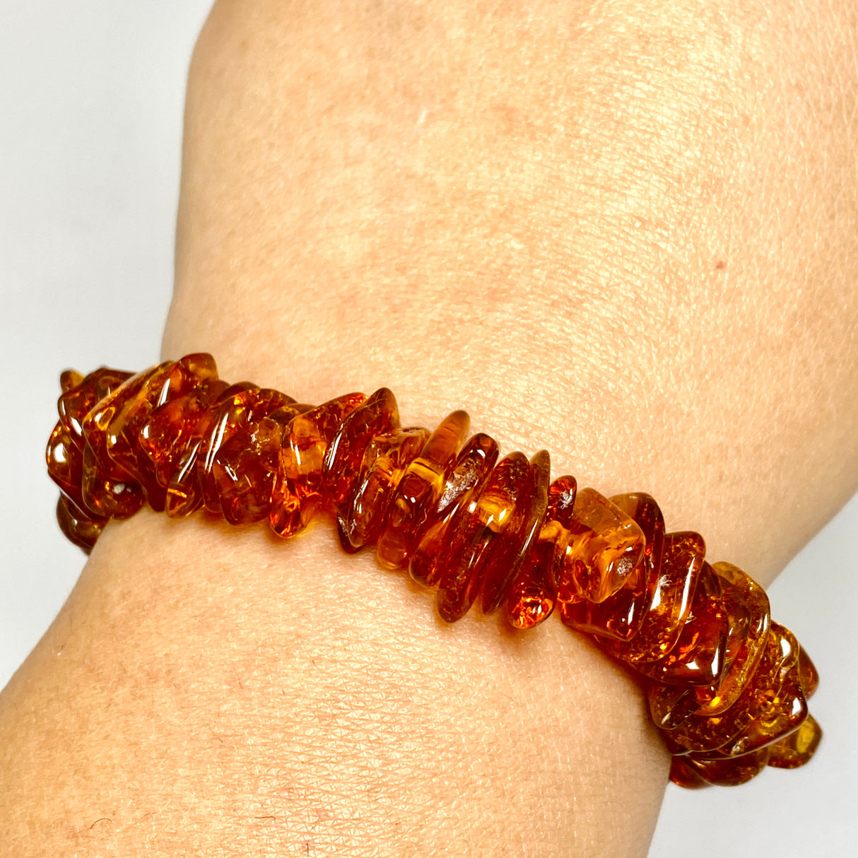 Baltic Cognac Amber Large Chip Beaded Bracelet AMB329