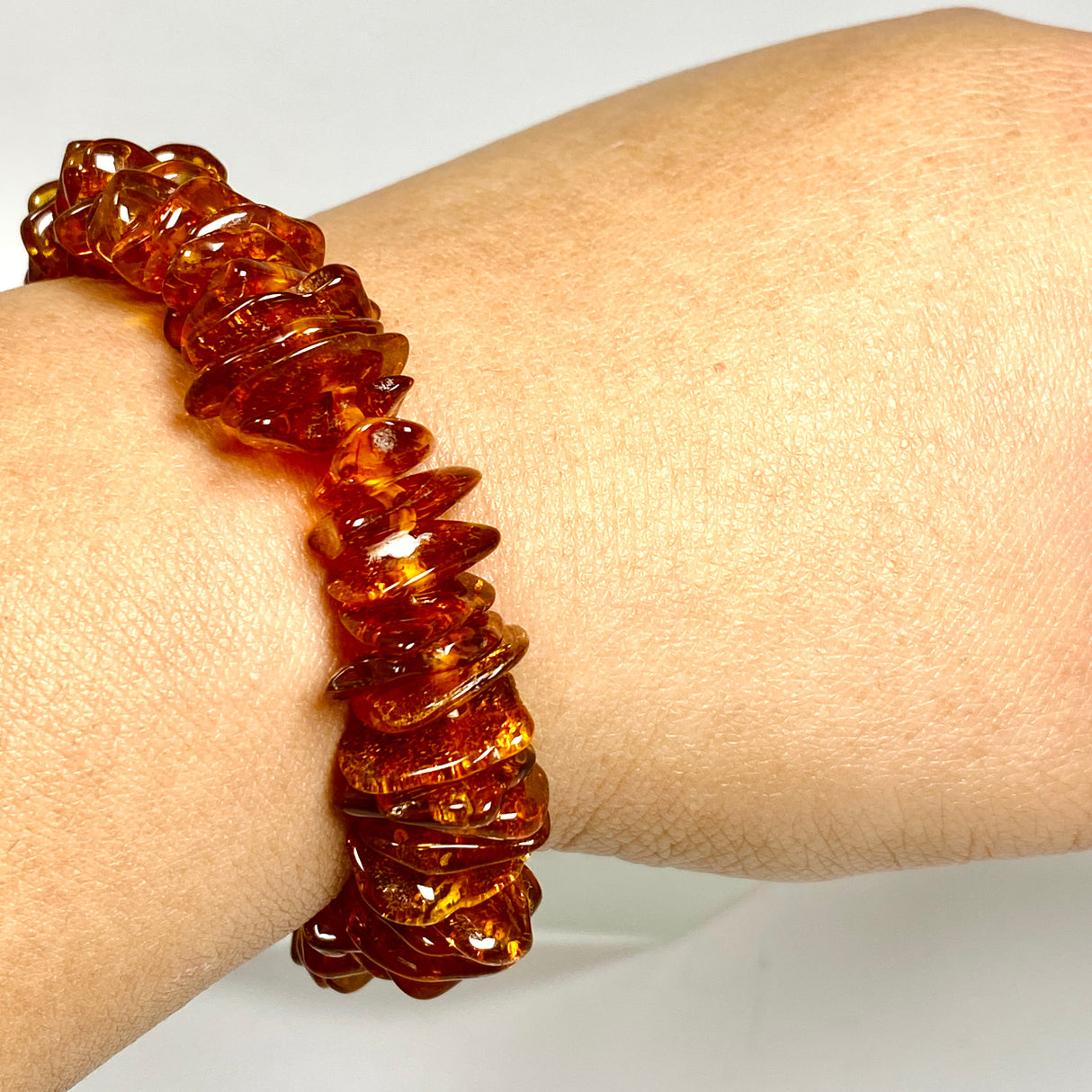 Baltic Cognac Amber Large Chip Beaded Bracelet AMB329