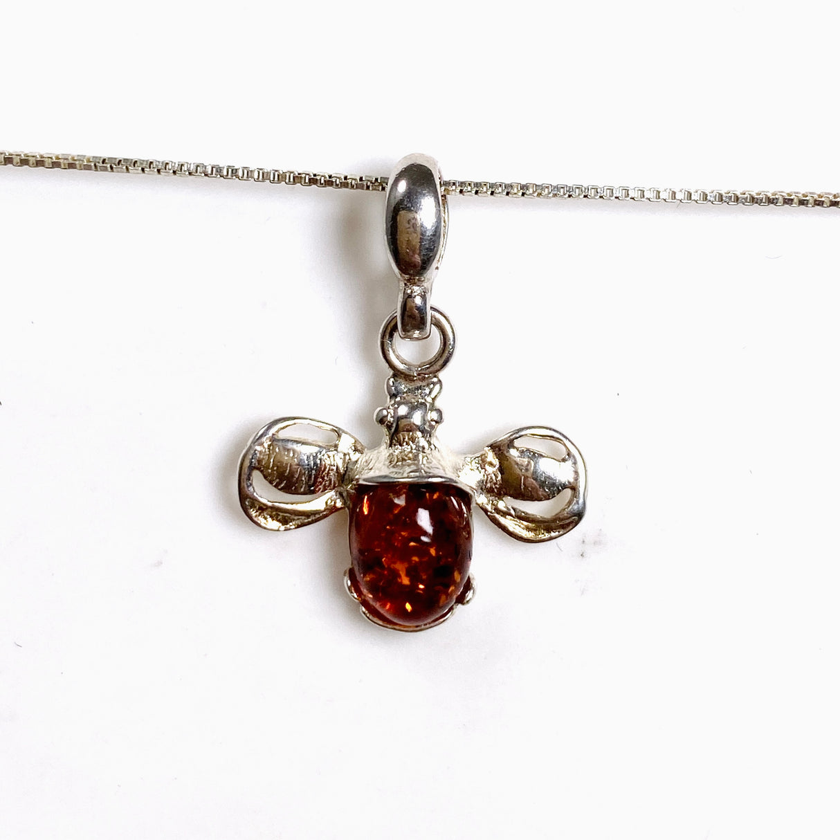 Baltic Cognac Amber Oval Cabochon Bee Pendant AMB347