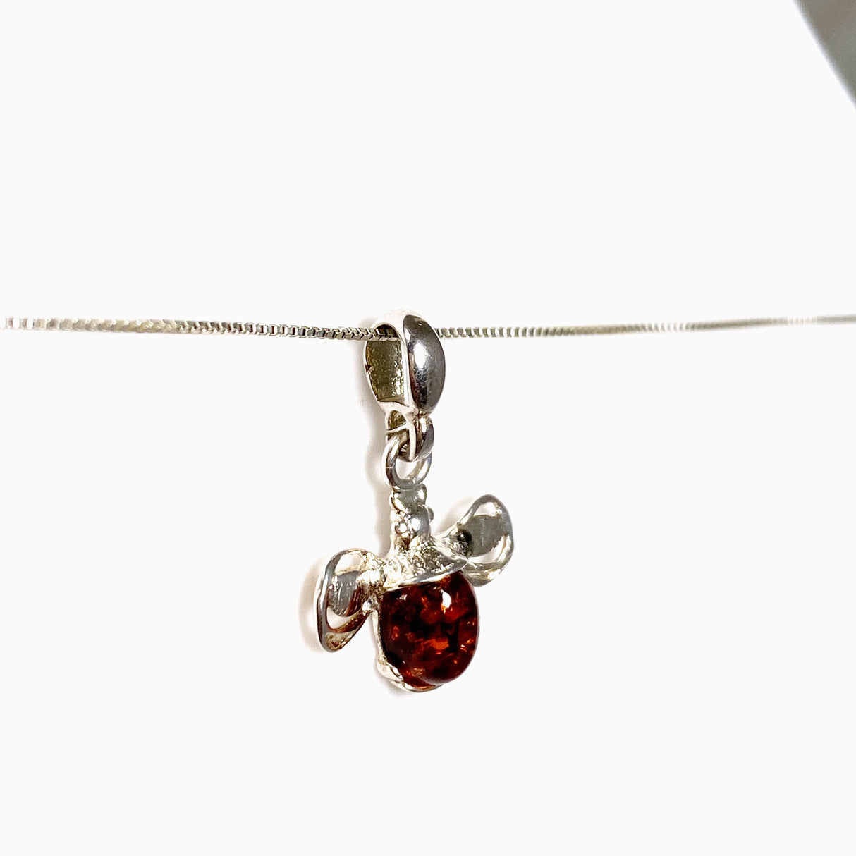 Baltic Cognac Amber Oval Cabochon Bee Pendant AMB347