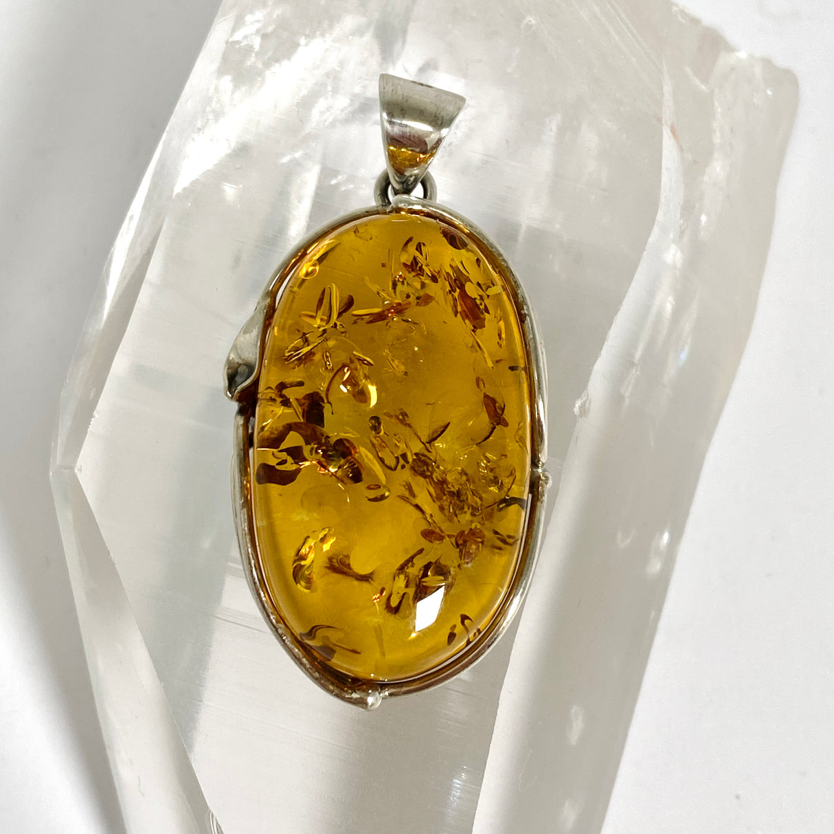Baltic Cognac Amber Oval Cabochon Pendant AMB343