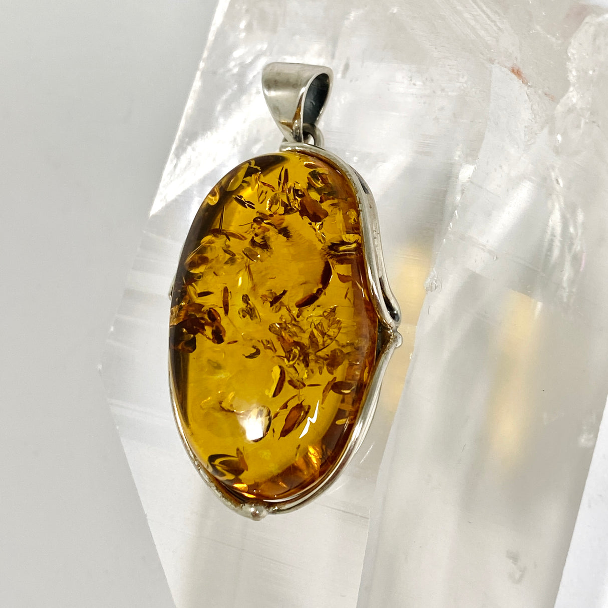 Baltic Cognac Amber Oval Cabochon Pendant AMB343