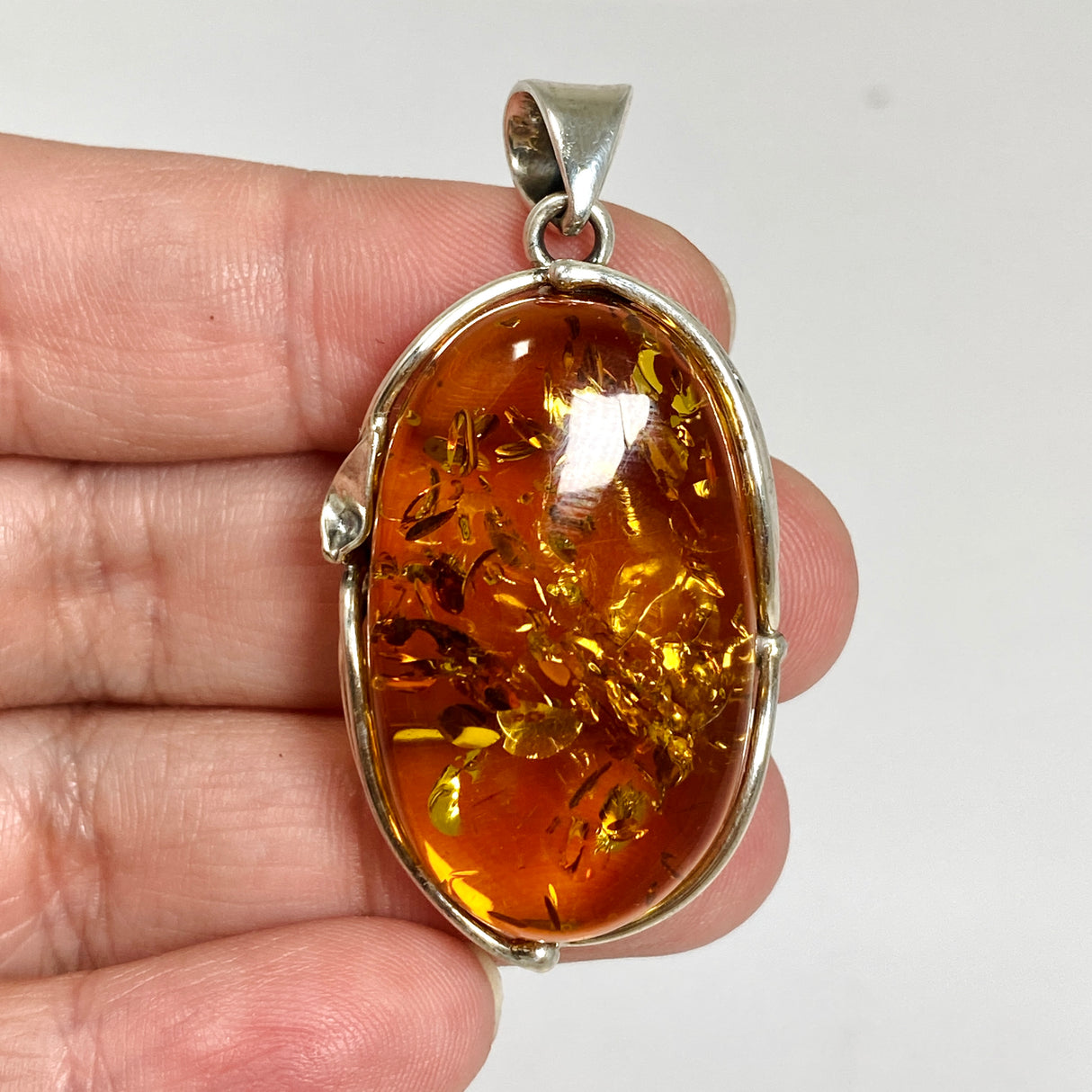 Baltic Cognac Amber Oval Cabochon Pendant AMB343