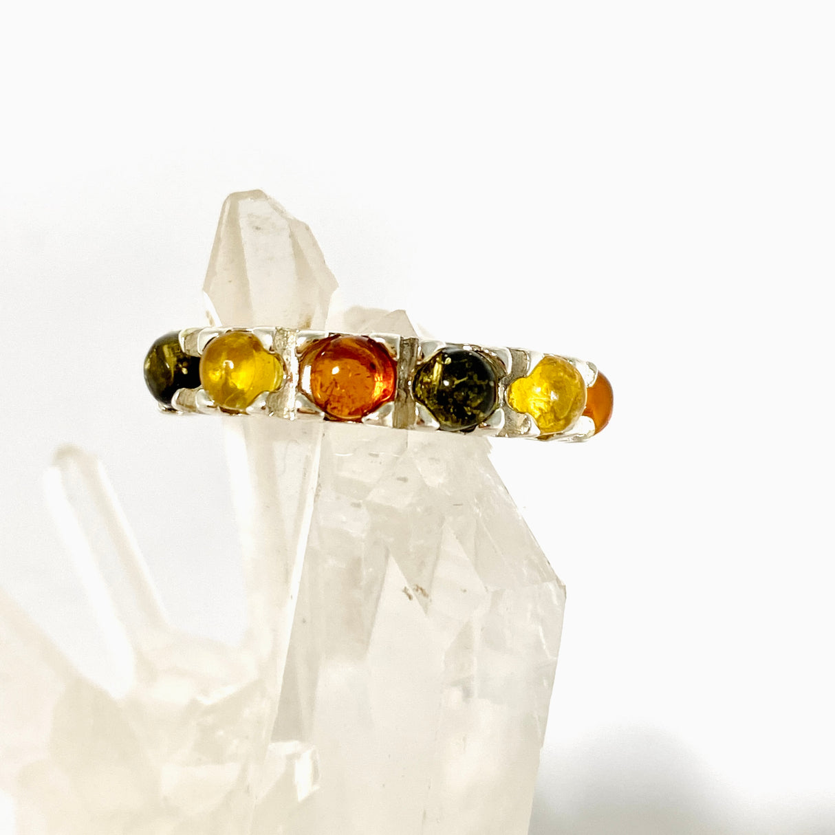 Baltic Amber Round Cabochon Multi-stone Ring Size 7.25 AMB323