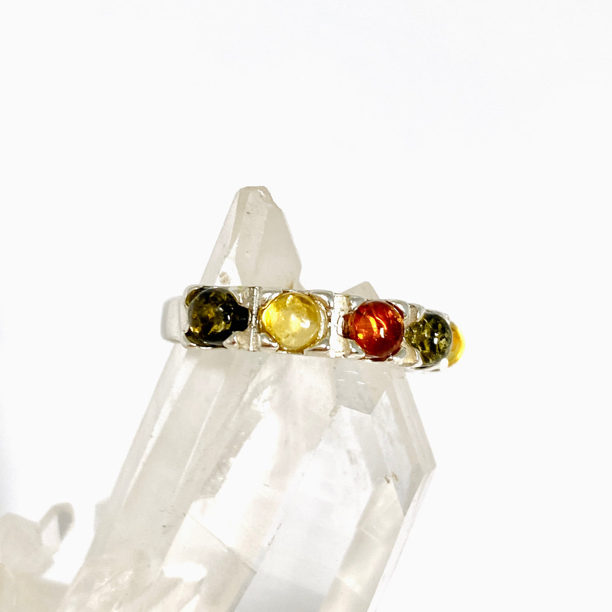 Baltic Amber Round Cabochon Multi-stone Ring Size 7.25 AMB323