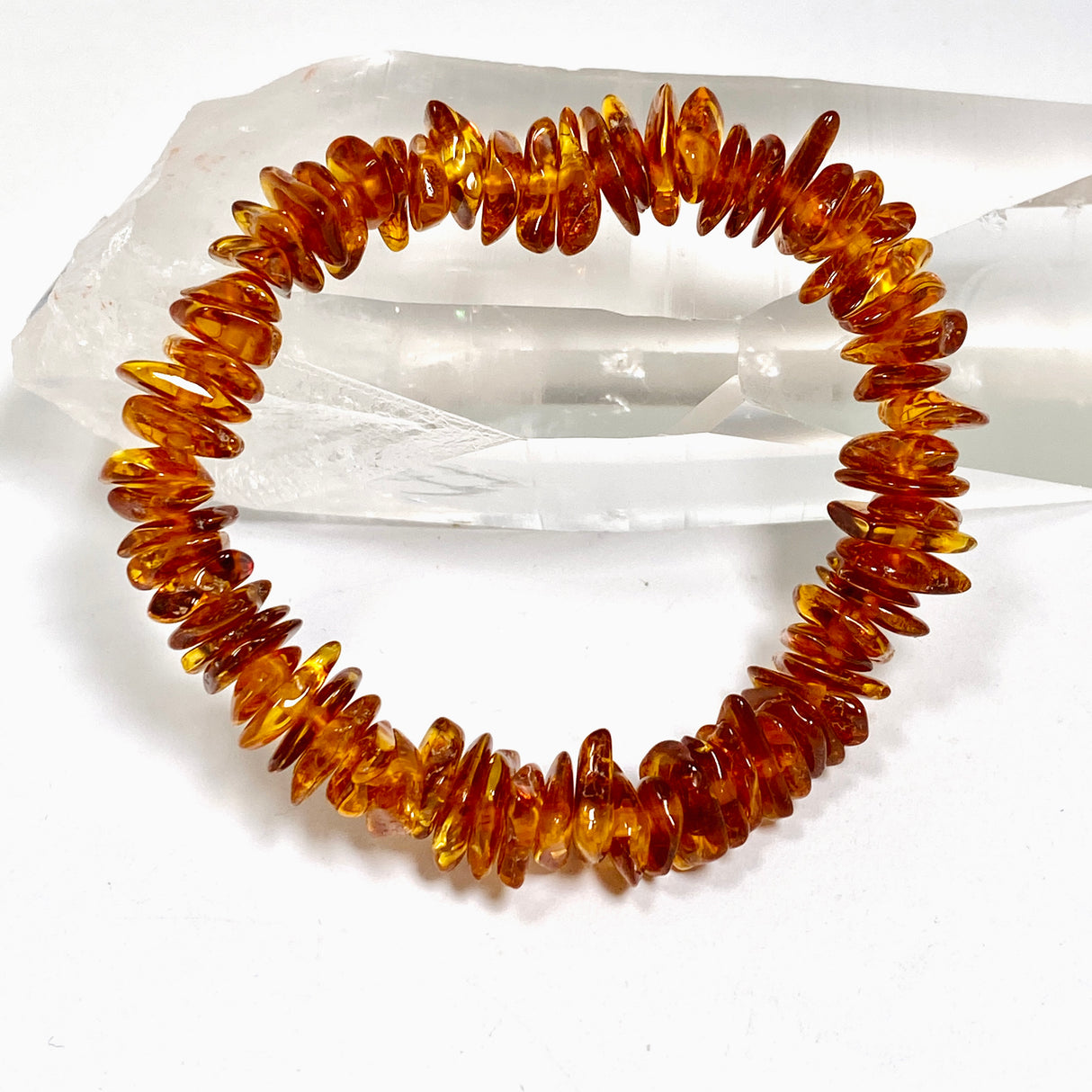Baltic Cognac Amber Small Chip Beaded Bracelet AMB330