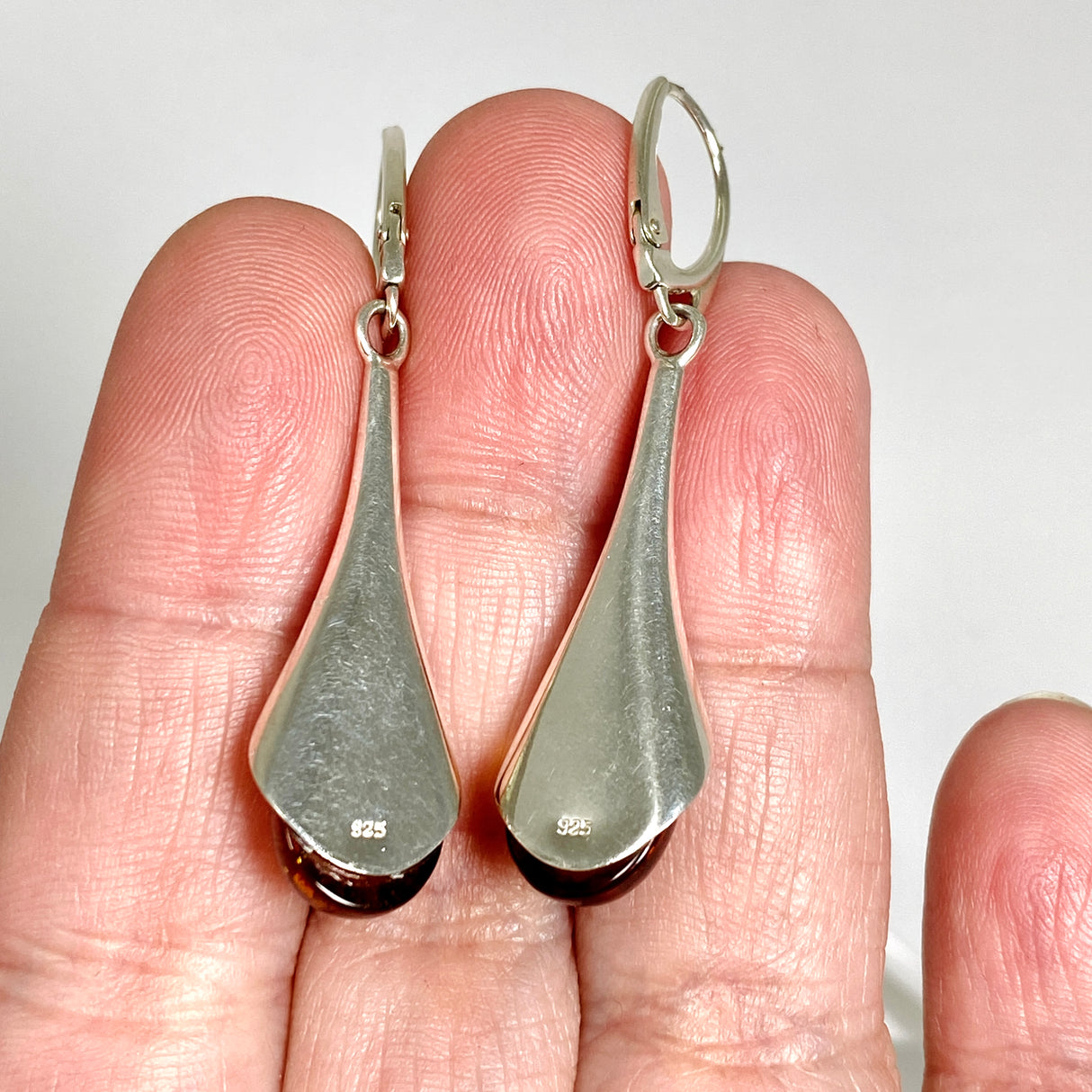 Baltic Cognac Amber Teardrop Cabochon Drop Earrings AMB320